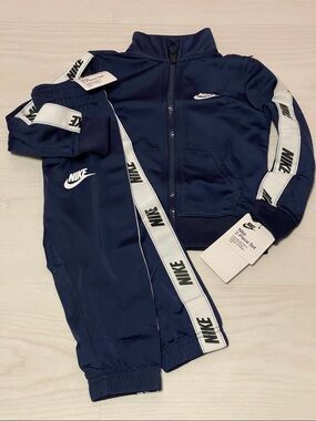 Nike Kids Navy and White Logo Track Set